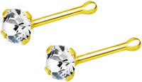 Forbidden Body Jewelry 22g 18k Gold Plated Sterling Silver CZ Simulated Diamond Nose Stud, 2.5mm