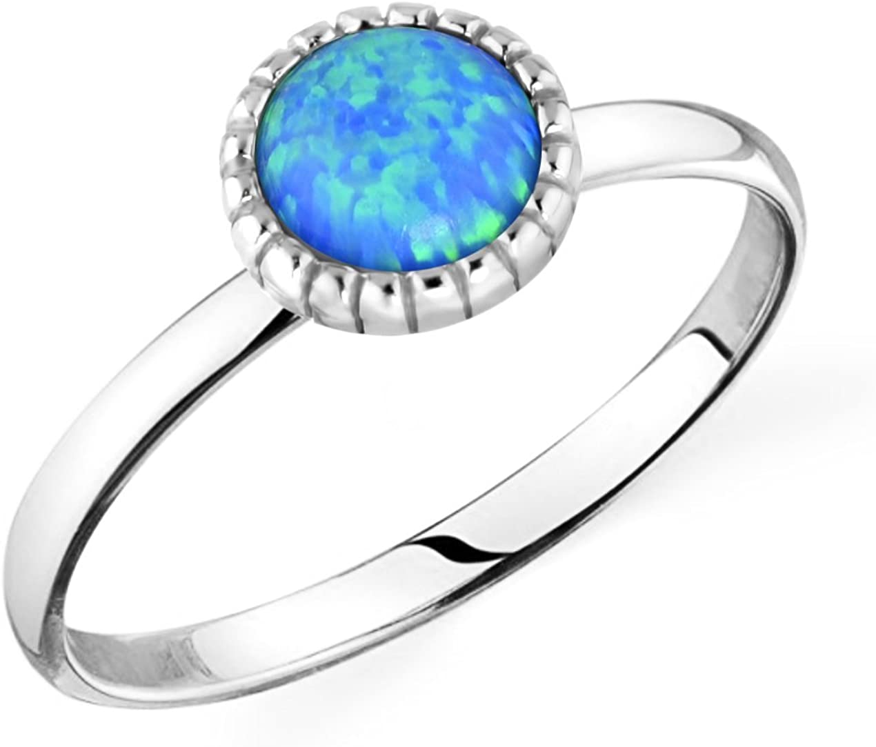 Forbidden Body Jewelry .925 Sterling Silver Synthetic Opal Knuckle Ring (Size 3.5)