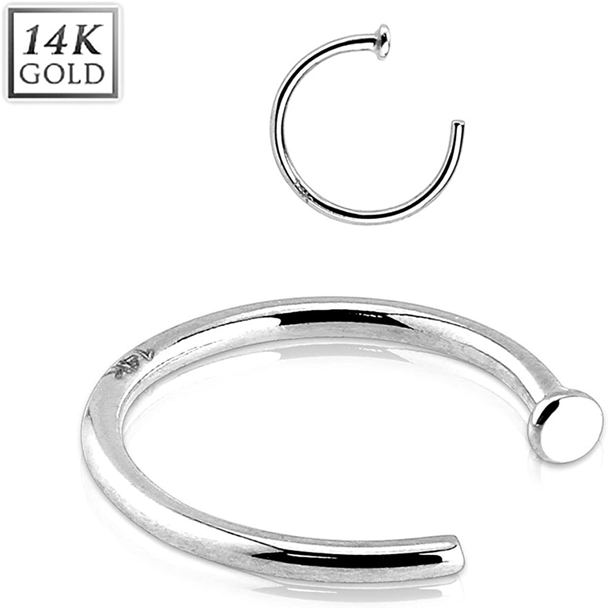 Forbidden Body Jewelry 20g 8mm Solid 14K Gold Nose Hoop Ring