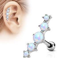 Forbidden Body Jewelry 16g Synthetic Opal Stone Curved Surgical Steel Cartilage/Helix Earring