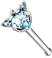 Forbidden Body Jewelry 20g Surgical Steel Nose Stud with 3.5mm Triangle CZ Top