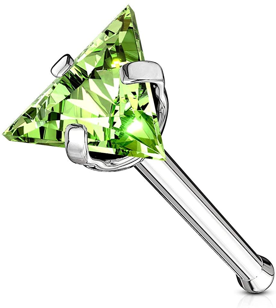 Forbidden Body Jewelry 20g Surgical Steel Nose Stud with 3.5mm Triangle CZ Top