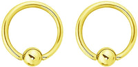 Forbidden Body Jewelry Pair 2g-20g Gold & Rose Gold Tone Surgical Steel Captive Bead Body Piercing Hoops (2pcs)