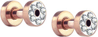 Forbidden Body Jewelry 10G-1" Rose Gold IP Plated Surgical Steel Crystal Rimmed Screw Fit Tunnel Plugs