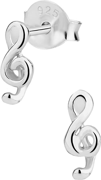 Hypoallergenic Sterling Silver Music Note Symbol Stud Earrings for Kids (Nickel Free)