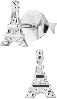 Hypoallergenic Sterling Silver Little Eiffel Tower Stud Earrings for Kids (Nickel Free)