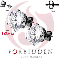 CZ Simulated Diamond Black IP Plated Surgical Steel Stud Earrings for Men