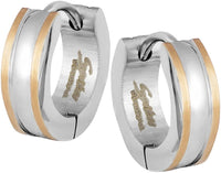 Two Tone Bronze Accent IP Plated Stainless Steel Huggie Hoop Earrings for Men