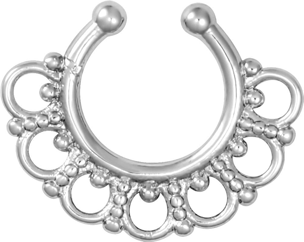 Non-Piercing Septum Jewelry: Tribal Fan Design Clip On Septum Hanger (No Piercing Required)