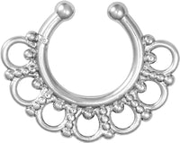 Non-Piercing Septum Jewelry: Tribal Fan Design Clip On Septum Hanger (No Piercing Required)