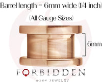 Forbidden Body Jewelry 10G-1" Rose Gold IP Plated Surgical Steel Crystal Rimmed Screw Fit Tunnel Plugs