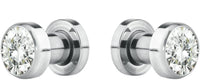 Forbidden Body Jewelry 8G-7/8 Surgical Steel Screw Fit CZ Center Tunnel Plug Earrings (Sold as Pair)