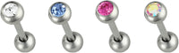 Forbidden Body Jewelry Set of 4 Cartilage Earring Studs: 16g 1/4" Surgical Steel CZ Stud Earrings