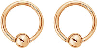 Forbidden Body Jewelry Pair 2g-20g Gold & Rose Gold Tone Surgical Steel Captive Bead Body Piercing Hoops (2pcs)