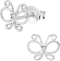 Hypoallergenic Sterling Silver Butterfly Crystal Stud Earrings for Kids (Nickel Free)