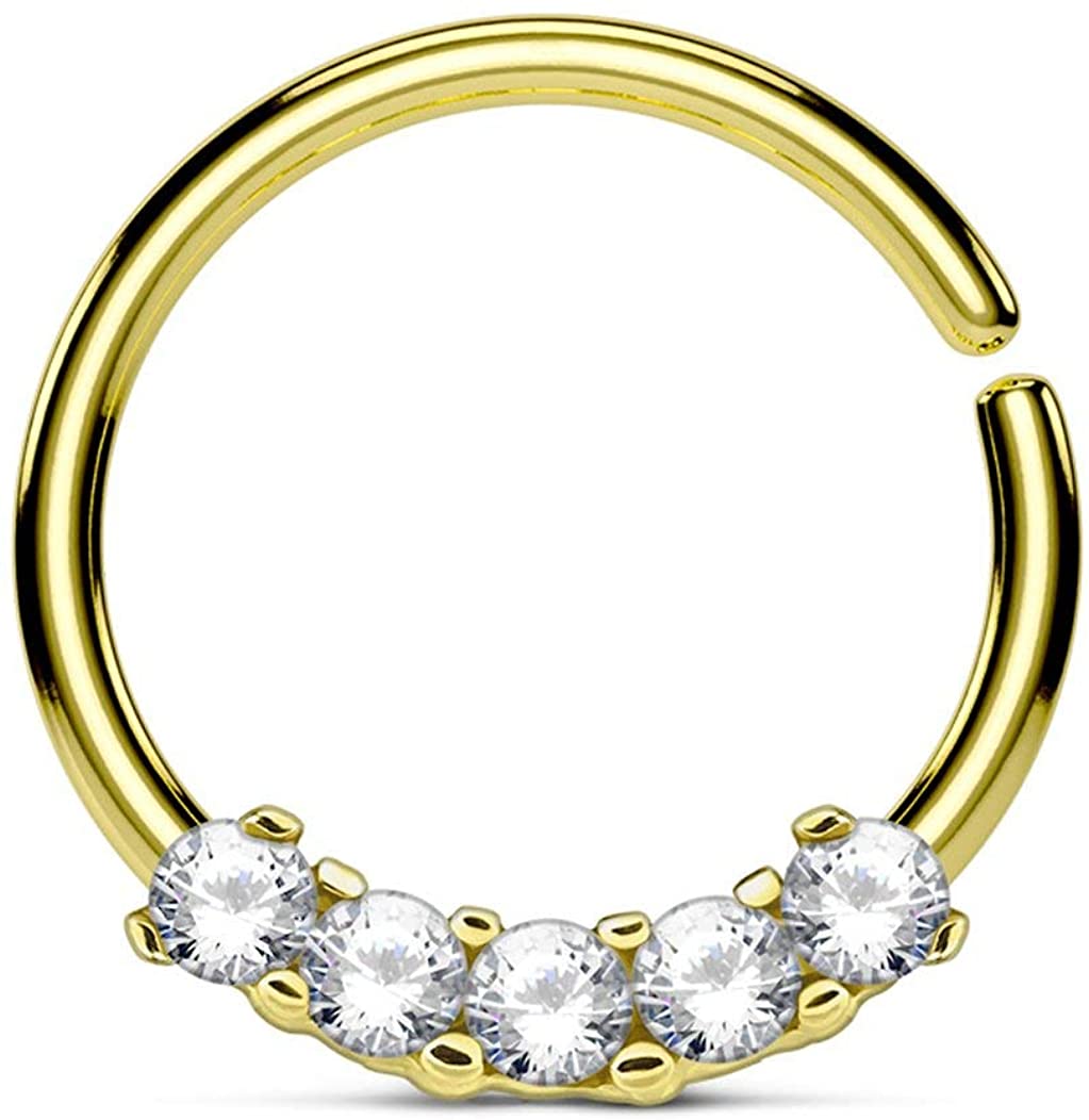 Forbidden Body Jewelry 16g Bendable Surgical Steel Comfort Ends CZ Cartilage/Septum Hoop-Pick Style/Color
