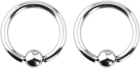 Pair of 10g 16mm Surgical Steel Captive Bead Ring Body Piercing Hoops, 6mm Balls (2pcs)