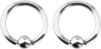 Pair of 10g 16mm Surgical Steel Captive Bead Ring Body Piercing Hoops, 6mm Balls (2pcs)