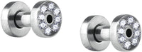 Forbidden Body Jewelry 2pcs 8GA-7/8 Surgical Steel Crystal Rimmed Screw Fit Tunnel Plugs