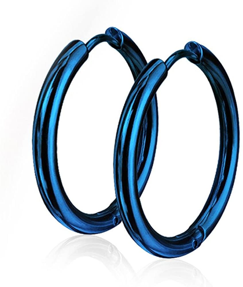 Pair of 10 or 12mm Surgical Steel Hinged Seamless Hoop Earrings