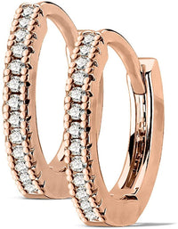 Pair of Surgical Steel/14k Gold Plated/Rose Gold Plated CZ Lined Huggie Hoop Earrings (Choose Style)