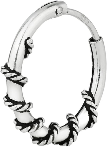 Forbidden Body Jewelry Sterling Silver Hypoallergenic 7/16 Braided Design Cartilage Hoop Earring (Sold Individually)