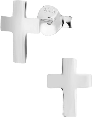 Hypoallergenic Sterling Silver Cross Stud Earrings for Kids (Nickel Free)