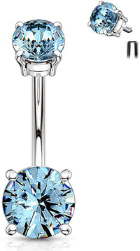 Forbidden Body Jewelry 14g Internally Threaded Solitaire CZ Top Mount Belly Button Ring