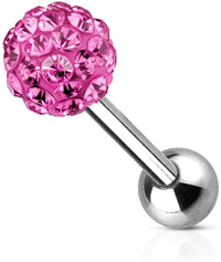 Forbidden Body Jewelry 14g 16mm Surgical Steel Tongue Piercing Barbell with 6mm Ferido Crystal Top