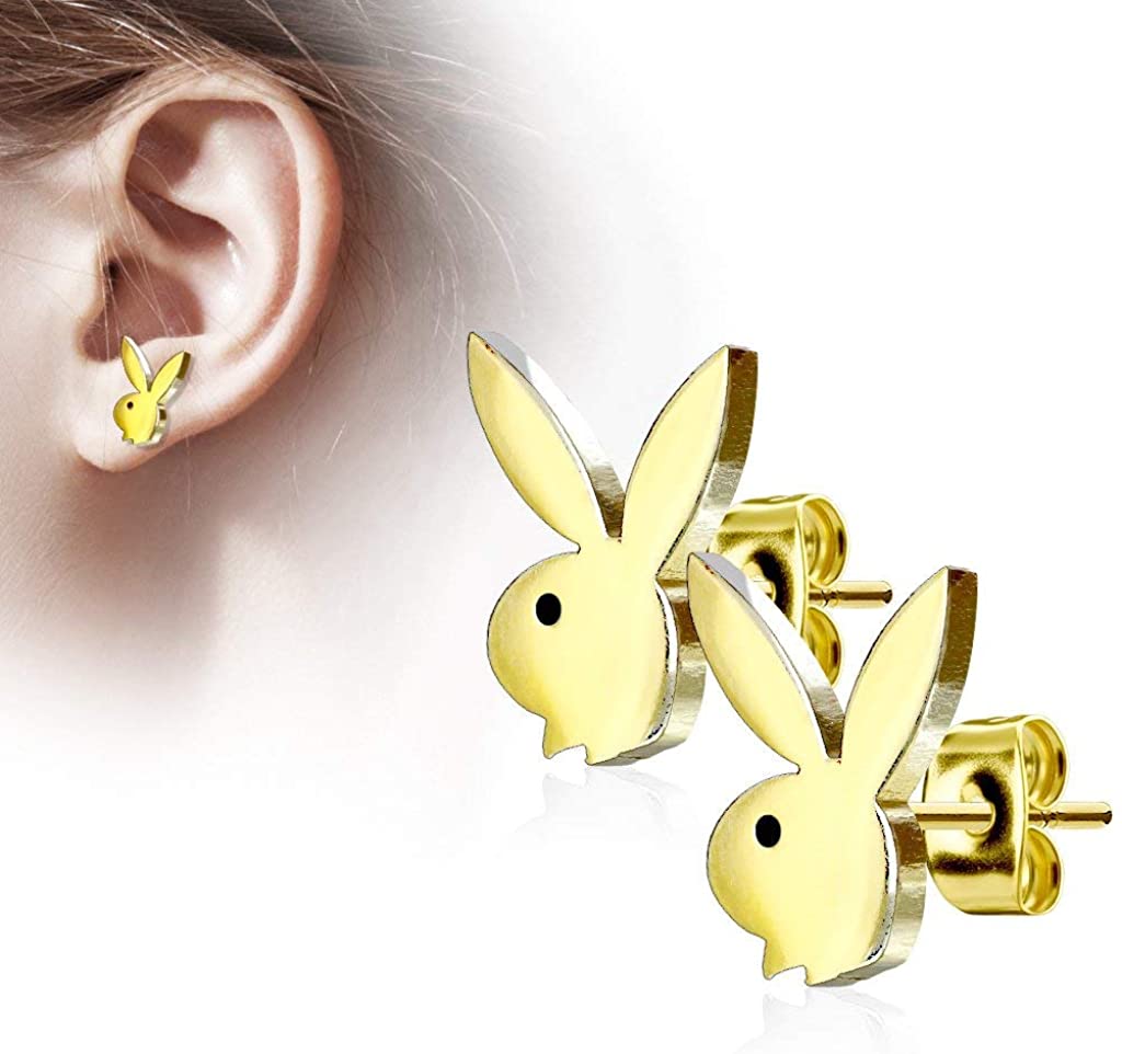 316L Surgical Steel Playboy Bunny Stud Earrings