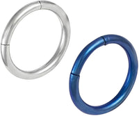 Forbidden Body Jewelry Set of 2 Seamless Cartilage Hoop Earrings: 16g 5/16 Inch Surgical Steel & IP Plated Blue Hoops