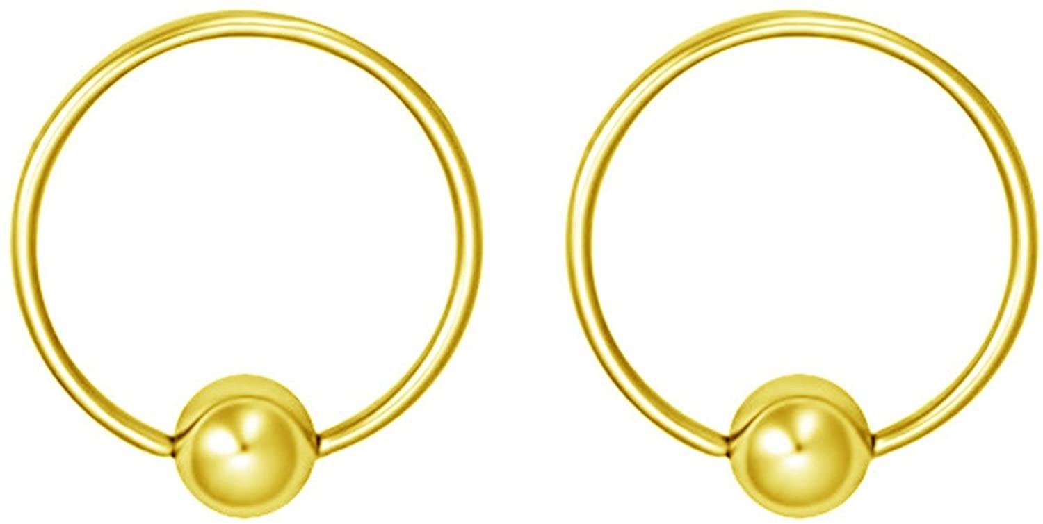 Forbidden Body Jewelry Pair 2g-20g Gold & Rose Gold Tone Surgical Steel Captive Bead Body Piercing Hoops (2pcs)