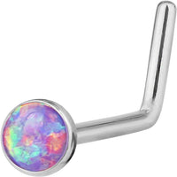 Forbidden Body Jewelry 20g 6mm Surgical Steel, Gold IP Plated & Rose Gold IP Plated Synthetic Opal L-Shape Nose Stud