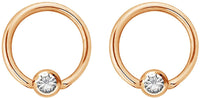 Pair 14g-20g Gold & Rose Gold Tone Surgical Steel CZ Gemmed Captive Bead Body Piercing Hoops (2pcs)