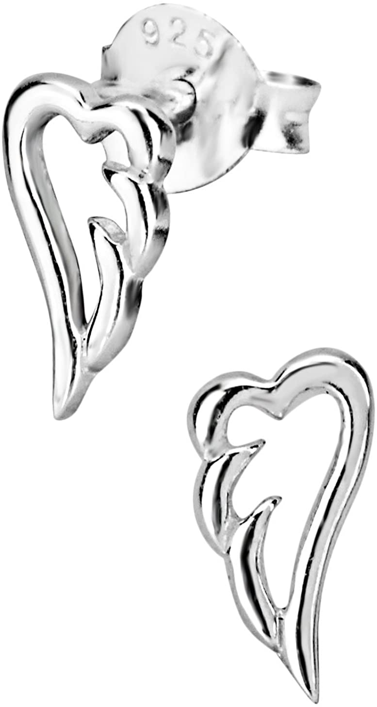 Hypoallergenic Sterling Silver Angel Wing Stud Earrings for Kids (Nickel Free)