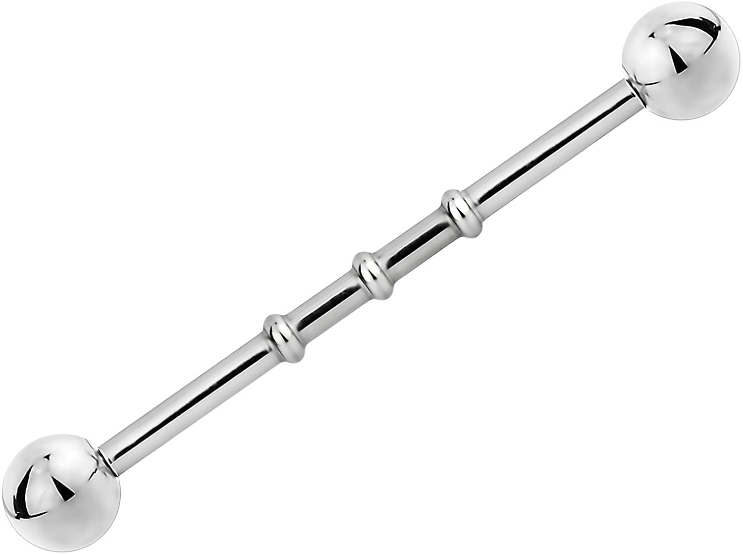 Forbidden Body Jewelry 14G Surgical Steel 32mm-38mm Notched Industrial Piercing Barbell