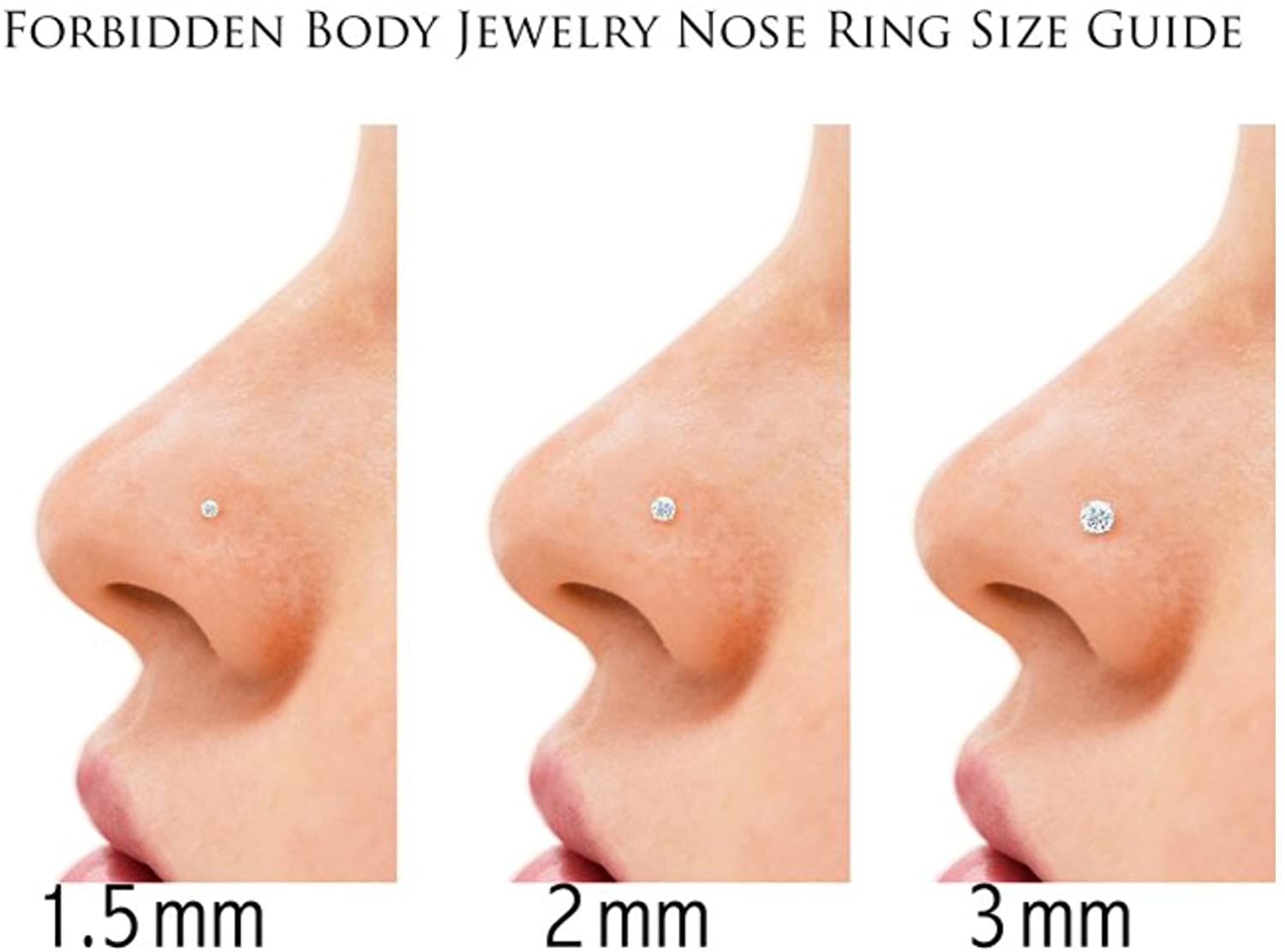 Forbidden Body Jewelry 20g 6mm Surgical Steel L Shaped Nose Ring with 3mm Heart CZ Crystal