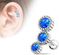 Forbidden Body Jewelry 16g Surgical Steel Triple Round Opalite Cartilage Stud Earring