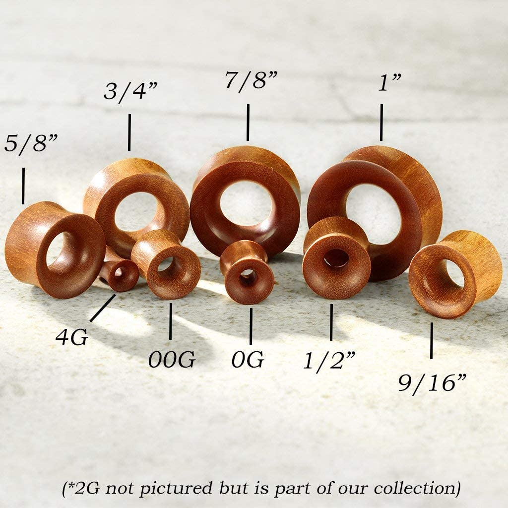 Forbidden Body Jewelry 5-25mm Organic Saba Wood Double Flared Saddle Fit Tunnel Plug Earrings (Pairs)