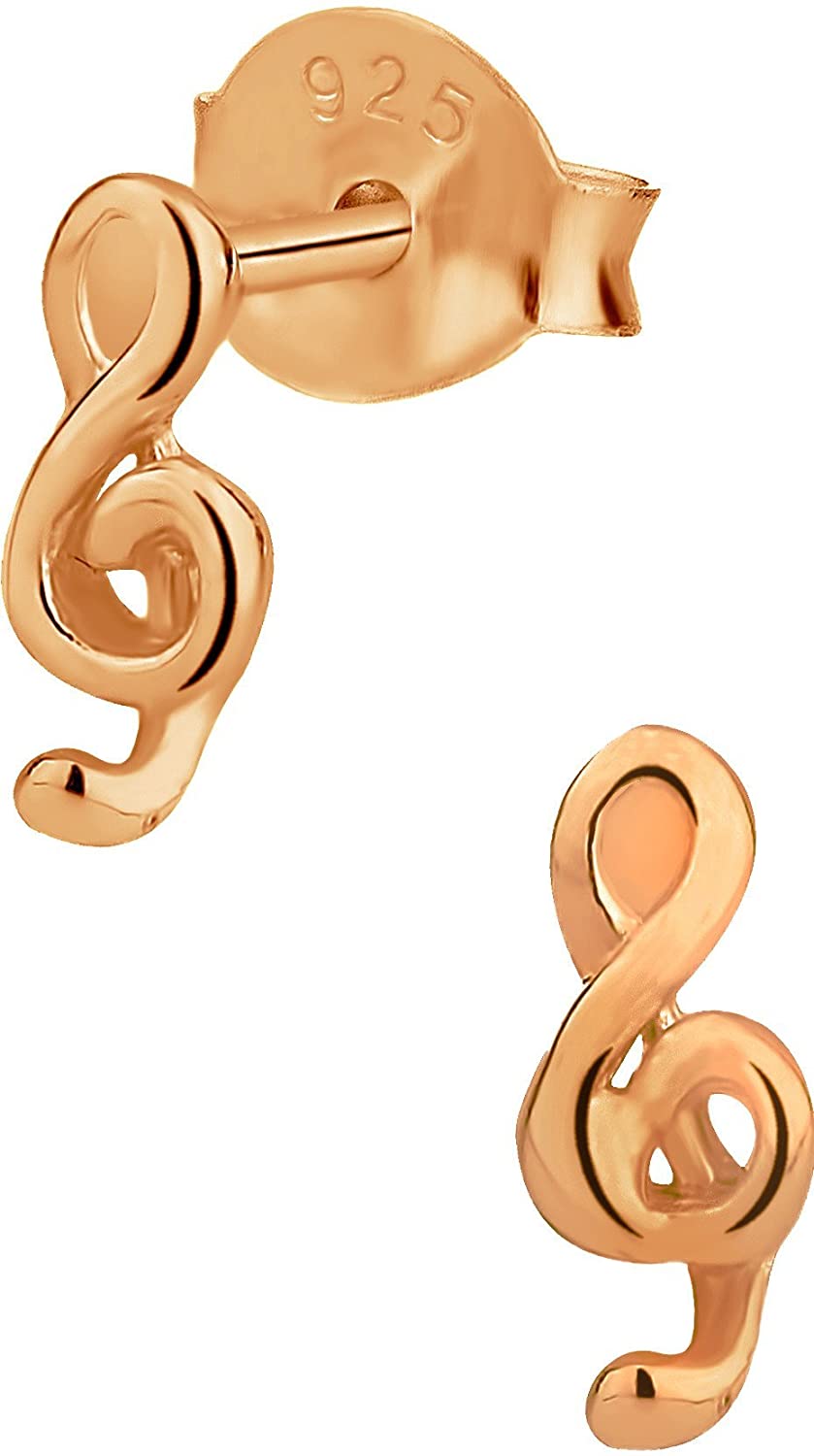 Hypoallergenic Gold Plated Sterling Silver Music Note Stud Earrings for Kids (Nickel Free)