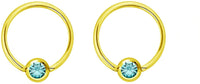 Pair 14g-20g Gold & Rose Gold Tone Surgical Steel CZ Gemmed Captive Bead Body Piercing Hoops (2pcs)