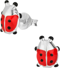 Hypoallergenic Sterling Silver Lady Bug Stud Earrings for Kids (Nickel Free)