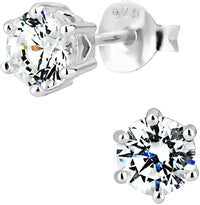 Hypoallergenic Sterling Silver 5mm Round CZ Simulated Diamond Stud Earrings for Kids (Nickel Free)