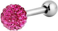 Forbidden Body Jewelry 16g 6mm Surgical Steel Ferido Crystal Ball Top Cartilage Stud Barbell