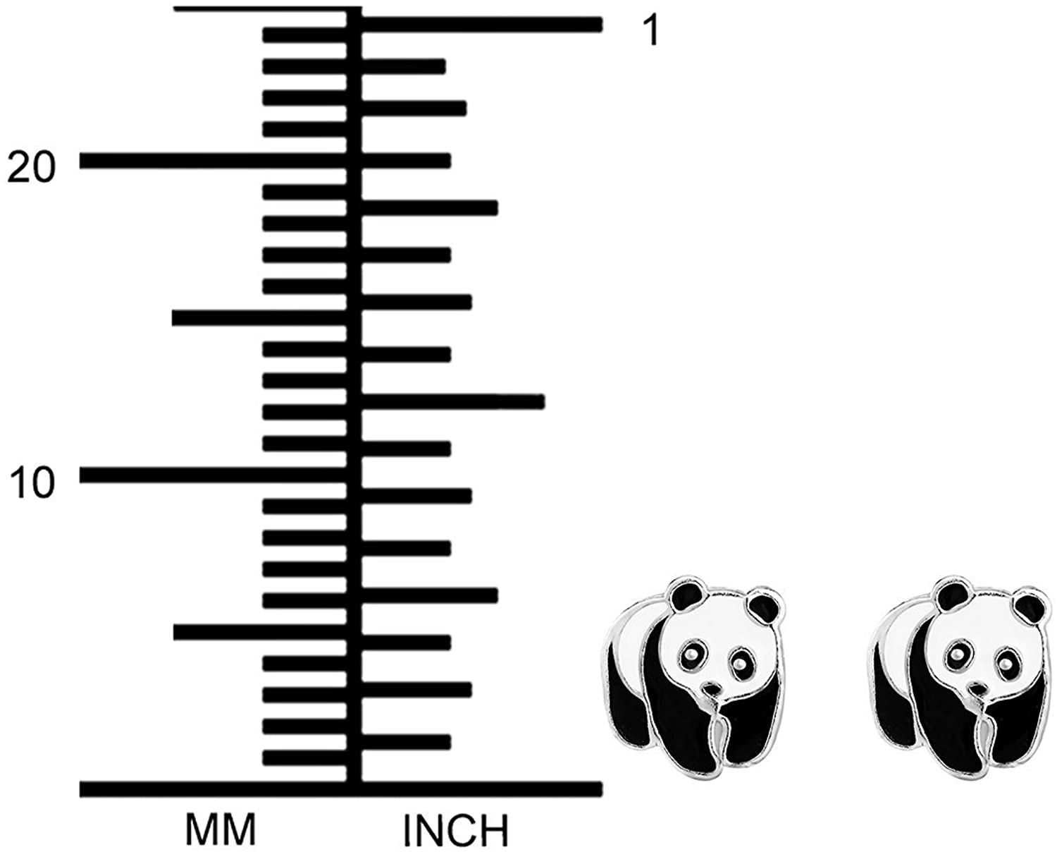 Hypoallergenic Sterling Silver Panda Bear Stud Earrings for Kids (Nickel Free)