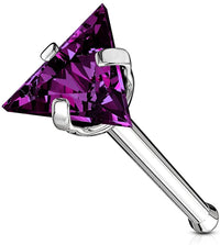 Forbidden Body Jewelry 20g Surgical Steel Nose Stud with 3.5mm Triangle CZ Top