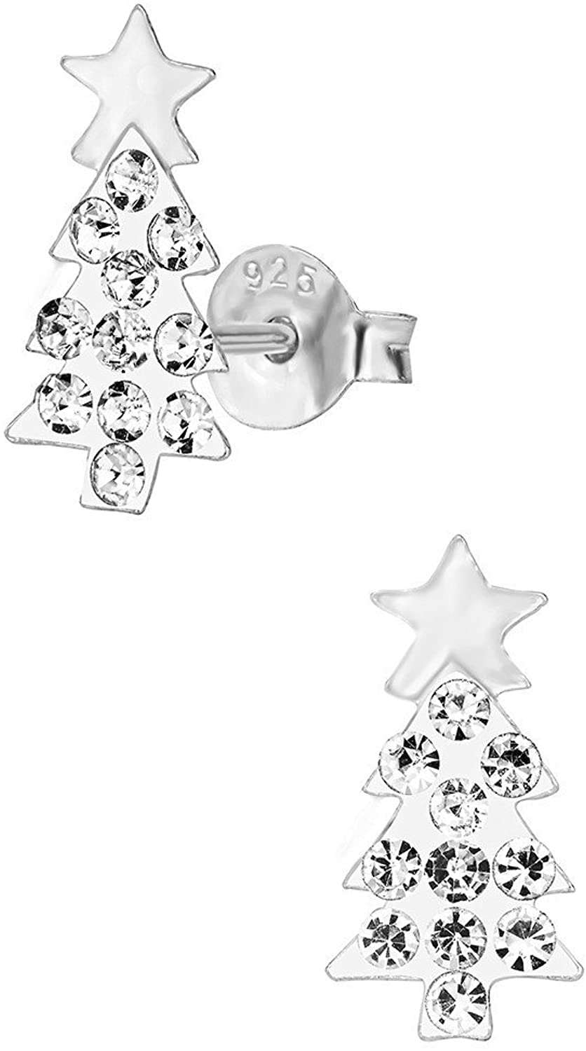 Hypoallergenic Sterling Silver Christmas Stud Earrings for Kids (Nickel Free)