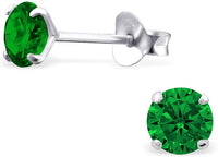 Hypoallergenic Sterling Silver CZ Crystal May Birthstone Earrings for Girls (Nickel Free)