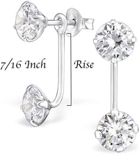 Sterling Silver CZ Simulated Diamond Earring Jacket Set, 7/16" Rise