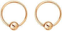 Forbidden Body Jewelry Pair 2g-20g Gold & Rose Gold Tone Surgical Steel Captive Bead Body Piercing Hoops (2pcs)